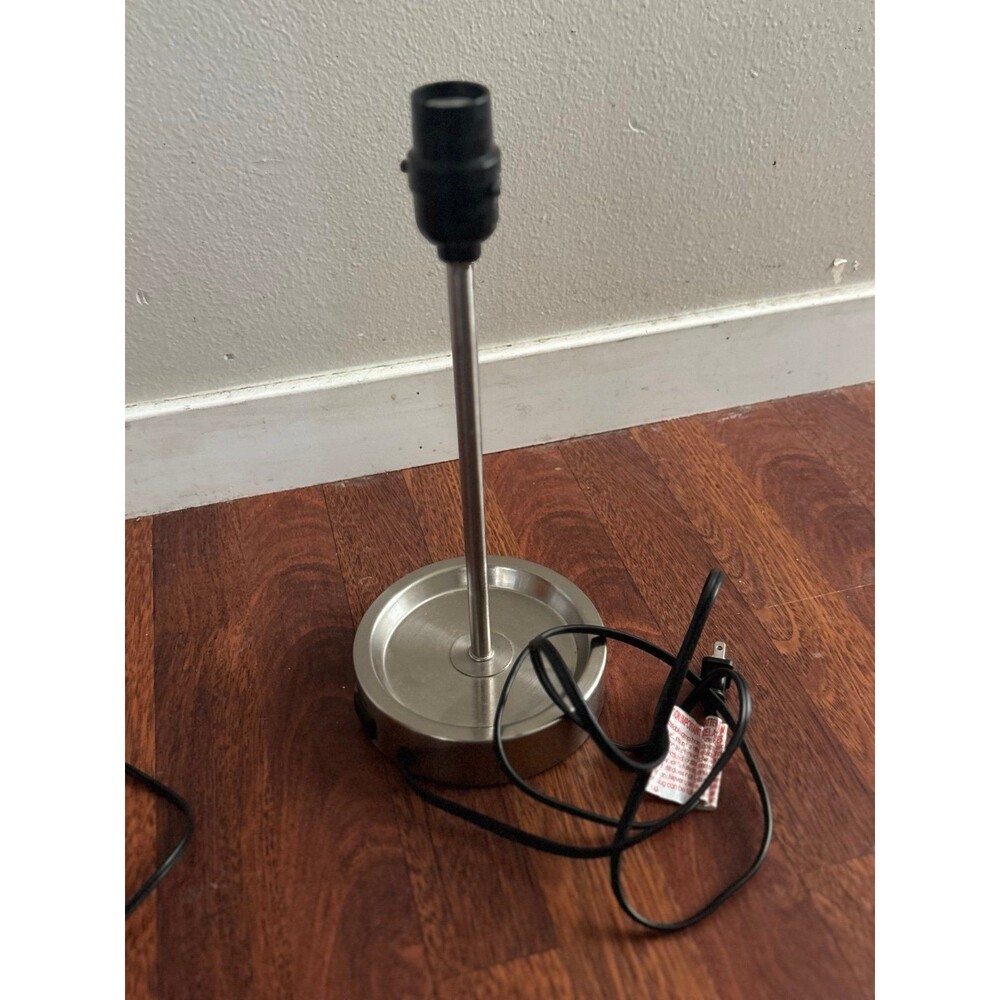 Metal Silver Lamp Base with Cord and Plug, modern industrial decor, WORKS